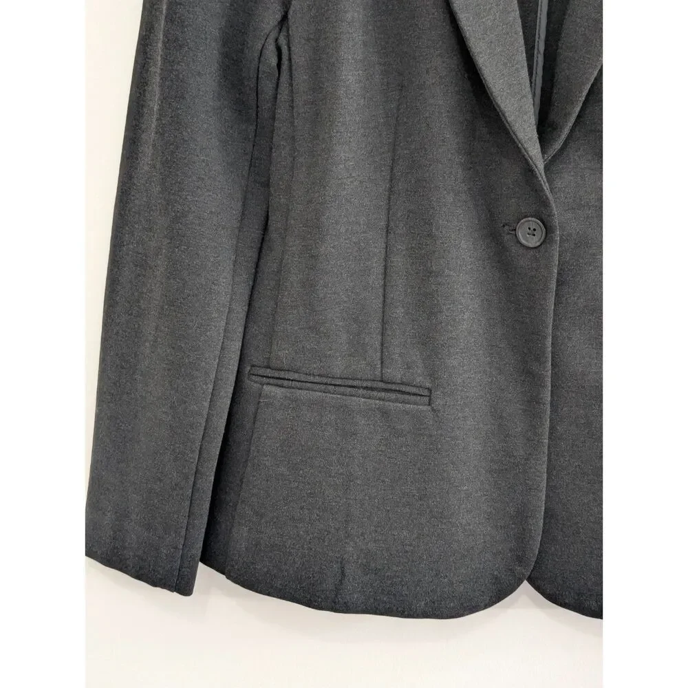 J. Crew Charcoal Grey Ponte Knit Blazer Career Workwear Size 10 Minimalist